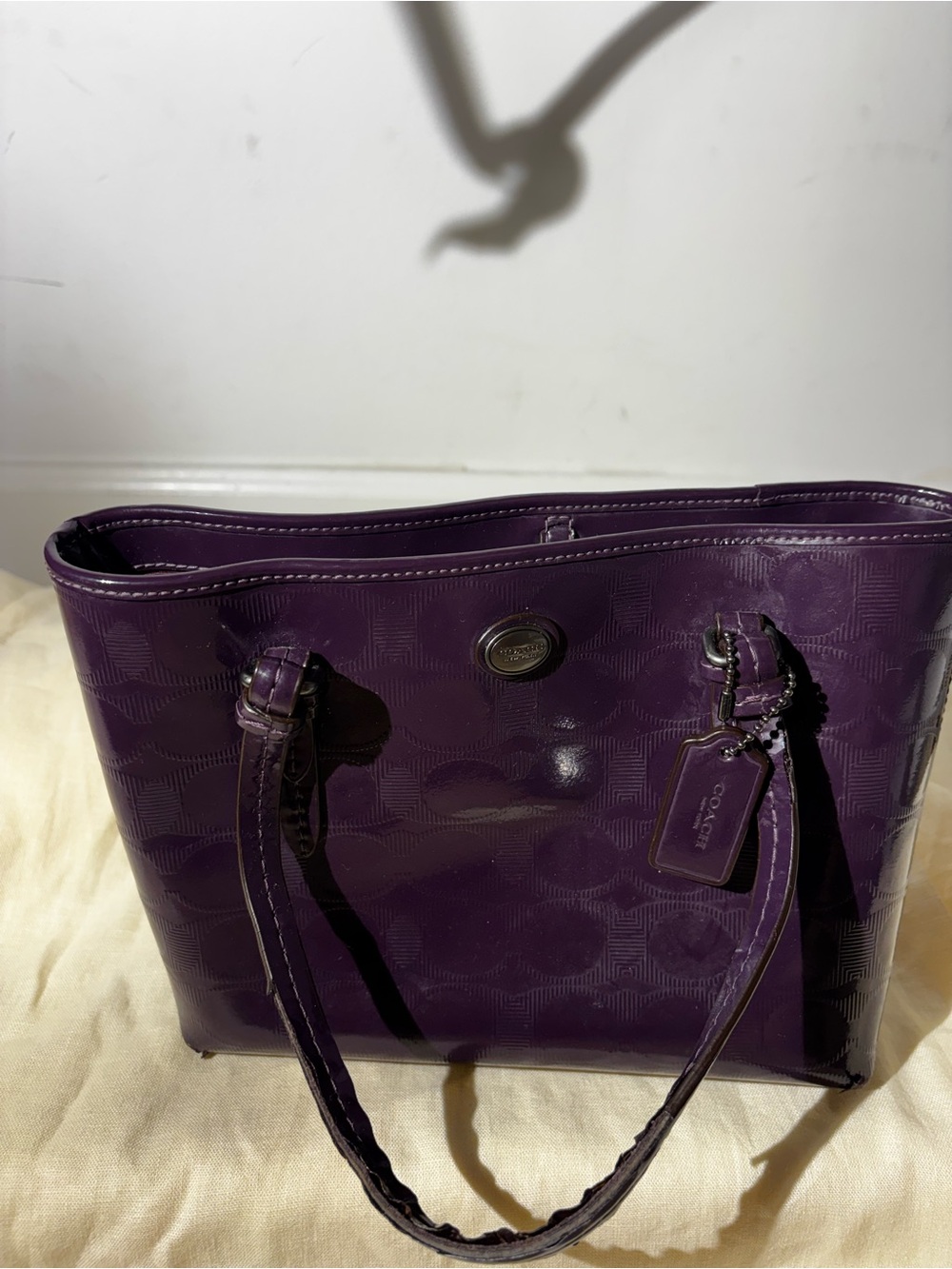 Coach Patent Leather Tote in Purple